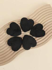 5入組黑色心形散粉撲水晶絲絨定型化妝海綿工具短款絲絨乾粉撲不吃粉 - 黑色 - 查看 7