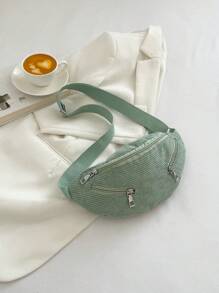 素色腰包拉鍊可調節 - 綠色 - 查看 7