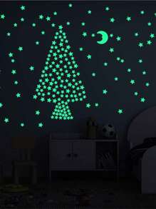 100片夜光星形壁紙ABS可愛藍色牆面裝飾貼紙適用於家居裝飾