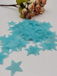 100片夜光星形壁紙ABS可愛藍色牆面裝飾貼紙適用於家居裝飾