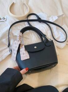 CONTAINEVERY Black Bucket Bag Double Handle Zipper PU - Black - View 2