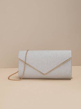 魅力四射,優雅,精美,安靜奢華亮片,時髦,奢華,發亮小信封包鏈條按扣金屬亮絲,完美新娘錢包適合婚禮,舞會和派對活動晚會包,晚餐包適合派對女孩,女士