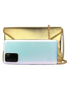 PU皮革信封包金色鏈條 - 金色 - 查看 9