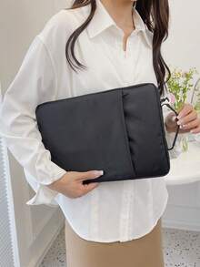 Black Laptop Case Minimalist Pocket Front Design Computer Bags For Business Laptop Bag Laptop Sleeve For School Student Black Bag Classroom Laptop Bags Classroom Bags Teacher Storage Bags Classroom Organizer Bags - Black - View 2