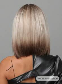 Tóc giả HAIRCUBE 12 inch màu vàng nâu ombre cho phụ nữ tóc giả thẳng ngắn có mái tóc giả tổng hợp cho cuộc sống hàng ngày và Giáng sinh - Nhiều màu - Xem 4