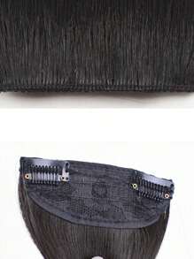 Clip In Medium Straight Synthetic Hair Extension - Black - View 6