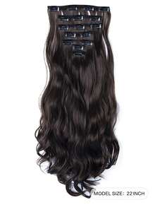 7 chiếc Kẹp Trong Phần Mở Rộng Tóc Tổng Hợp Sóng Thân Dài - màu đen - Xem 2