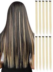 10 PCS Colored Clip In Hair Extensions 20 Inch Long Straight Hairpieces Clip In Synthetic, Halloween Cosplay Dress Up Fashion Party Christmas Carnival Music Festival New Year Gift For Women Kids Girls(RED)