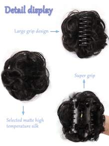 Short Body Wave Synthetic Hair Buns - Black - View 4