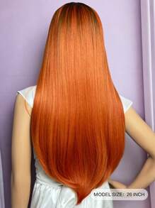 Tóc giả tổng hợp dài thẳng có tóc mái - trái cam - Xem 2
