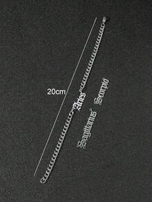 1入組時尚不銹鋼星座字母裝飾手環適合男士日常裝飾 - 銀色 - 查看 3