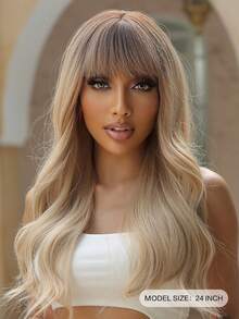 Peluca sintética largo ondulado con tupe - Multicolor - Ver 2