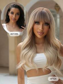 Peluca sintética largo ondulado con tupe - Multicolor - Ver 3