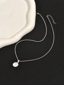 1 pieza collar de abalorio redondo con patrón de árbol a la moda para hombre para decoración diaria joyería de cobre - Plateado - Ver 3