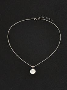 1 pieza collar de abalorio redondo con patrón de árbol a la moda para hombre para decoración diaria joyería de cobre - Plateado - Ver 4