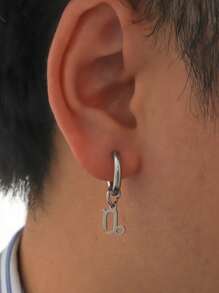 1pc Minimalist Constellation Symbol Drop Earring For Men For Daily Jewelry Accessories, Stainless Steel Jewelry