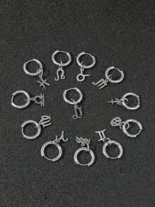 1pc Minimalist Constellation Symbol Drop Earring For Men For Daily Jewelry Accessories, Stainless Steel Jewelry