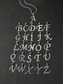 1入組時尚不銹鋼字母吊墜項鍊適合男士日常裝飾