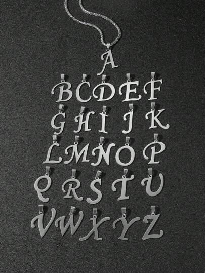 1入組時尚不銹鋼字母吊墜項鍊適合男士日常裝飾