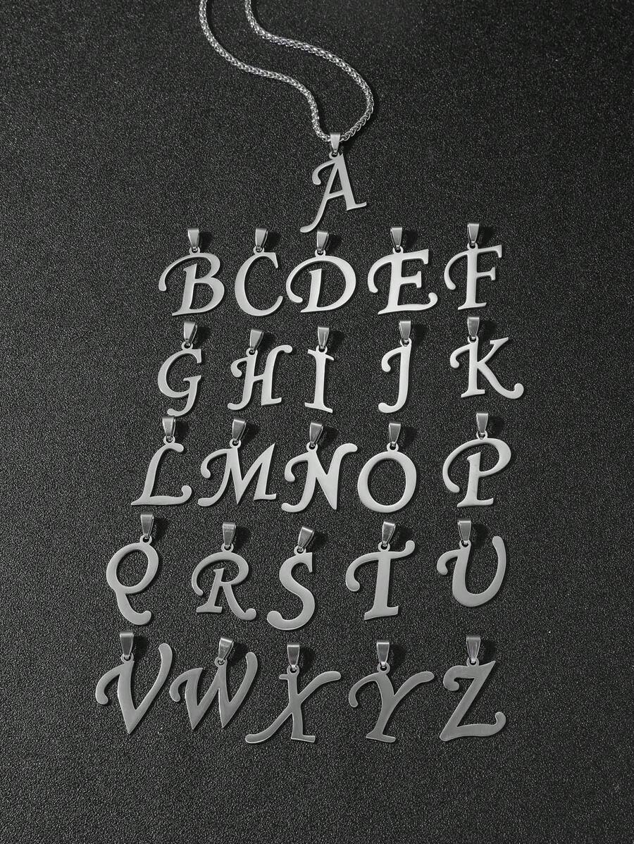 1入組時尚不銹鋼字母吊墜項鍊適合男士日常裝飾