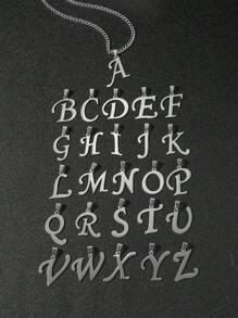 1 mặt dây chuyền chữ cái tối giản cho nam để trang trí hàng ngày - Bạc - Xem 1