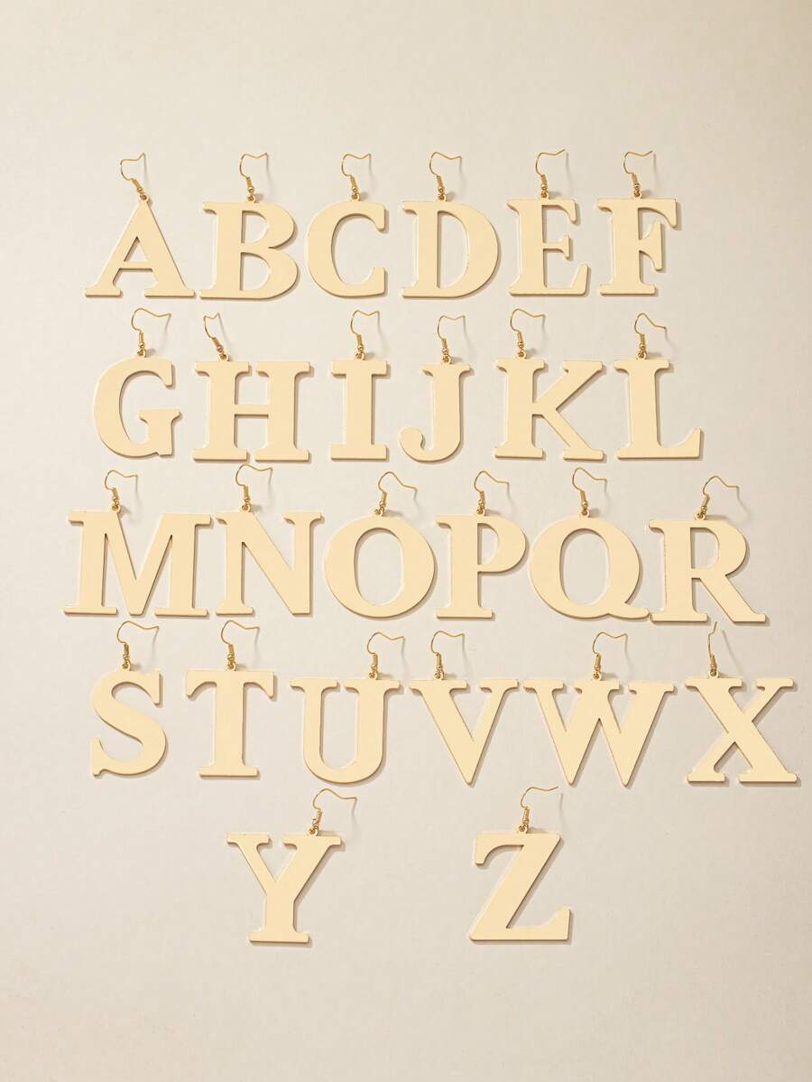 1pair Fashion Letter Drop Earrings For Women For Daily Decoration - Yellow Gold - View 1