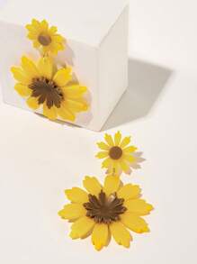 1 đôi bông tai hình hoa hướng dương thời trang dành cho nữ để trang trí hàng ngày - Màu vàng - Xem 2