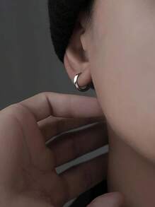 1 Đôi Thời Trang Tối Giản Đôi Khuyên Tai Vòng Cho Nữ Trang Trí Hàng Ngày Trang Sức Đồng - Bạc - Xem 4