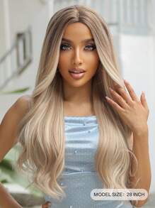 Tóc giả dài 28 inch, màu nâu ombre, xoăn gợn sóng, rẽ ngôi giữa, tóc xoăn vàng nhạt, phù hợp cho nữ giới sử dụng hàng ngày, dự tiệc, cosplay và các dịp khác. (Lưu ý khi sử dụng và bảo quản, do ánh sáng và góc chụp, sản phẩm thực tế có thể có sự khác biệt nhỏ về màu sắc so với hình ảnh.) - Ombre - Xem 6