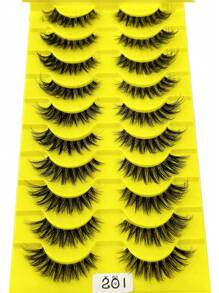 HBZGTLAD 10pairs Invisible Band Lashes 3D Faux Mink Lashes Natural Short - Black - View 2