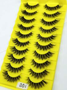 HBZGTLAD 10pairs Invisible Band Lashes 3D Faux Mink Lashes Natural Short - Black - View 3