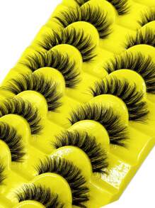 HBZGTLAD 10pairs Invisible Band Lashes 3D Faux Mink Lashes Natural Short - Black - View 10
