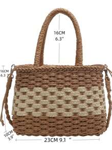 抽繩草編包編織細節