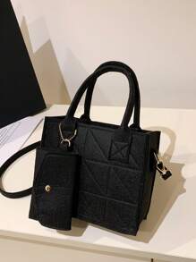 Túi vuông nhỏ với chi tiết khâu túi nhỏ Polyester - màu đen - Xem 1