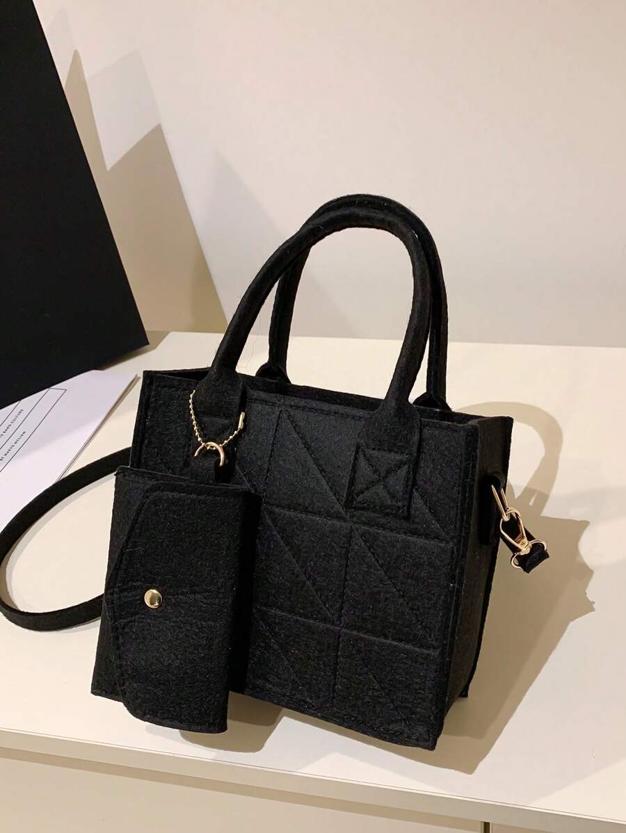 Túi vuông nhỏ với chi tiết khâu túi nhỏ Polyester - màu đen - Xem 1