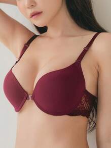 DAZY Sujetador con encaje en contraste con aro - Granate - Ver 1