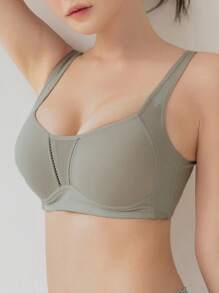 DAZY Solid Wireless Bra - Grey - View 8