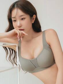 DAZY Solid Wireless Bra - Grey - View 5