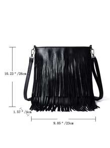 Fringe Decor Square Bag Small Black - Black - View 3