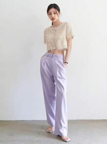 DAZY Blusa de manga corta para dama, para fiestas y eventos escolares - Albaricoque - Ver 5