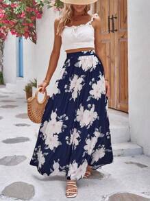 Breezaya Falda con estampado floral maxi - azul real - Ver 2