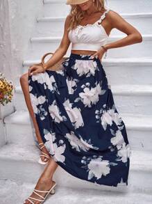 Breezaya Falda con estampado floral maxi - azul real - Ver 4