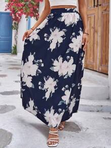Breezaya Falda con estampado floral maxi - azul real - Ver 5