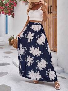 Breezaya Falda con estampado floral maxi - azul real - Ver 6