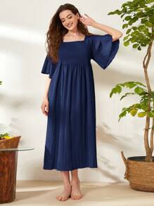 SHEIN Unity 方領荷葉袖娃娃睡裙