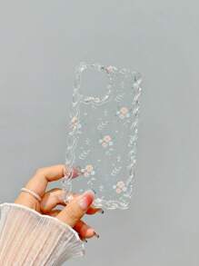 夏季花卉圖案透明防墜手機殼,配搭手機掛繩 - 彩色 - 查看 3