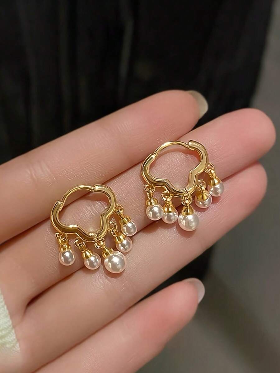 1 Đôi Thời Trang Hợp Kim Kẽm Ngọc Trai Giả Trang Trí Bông Tai Giọt Cho Nữ Trang Trí Hàng Ngày - Nhiều màu - Xem 1