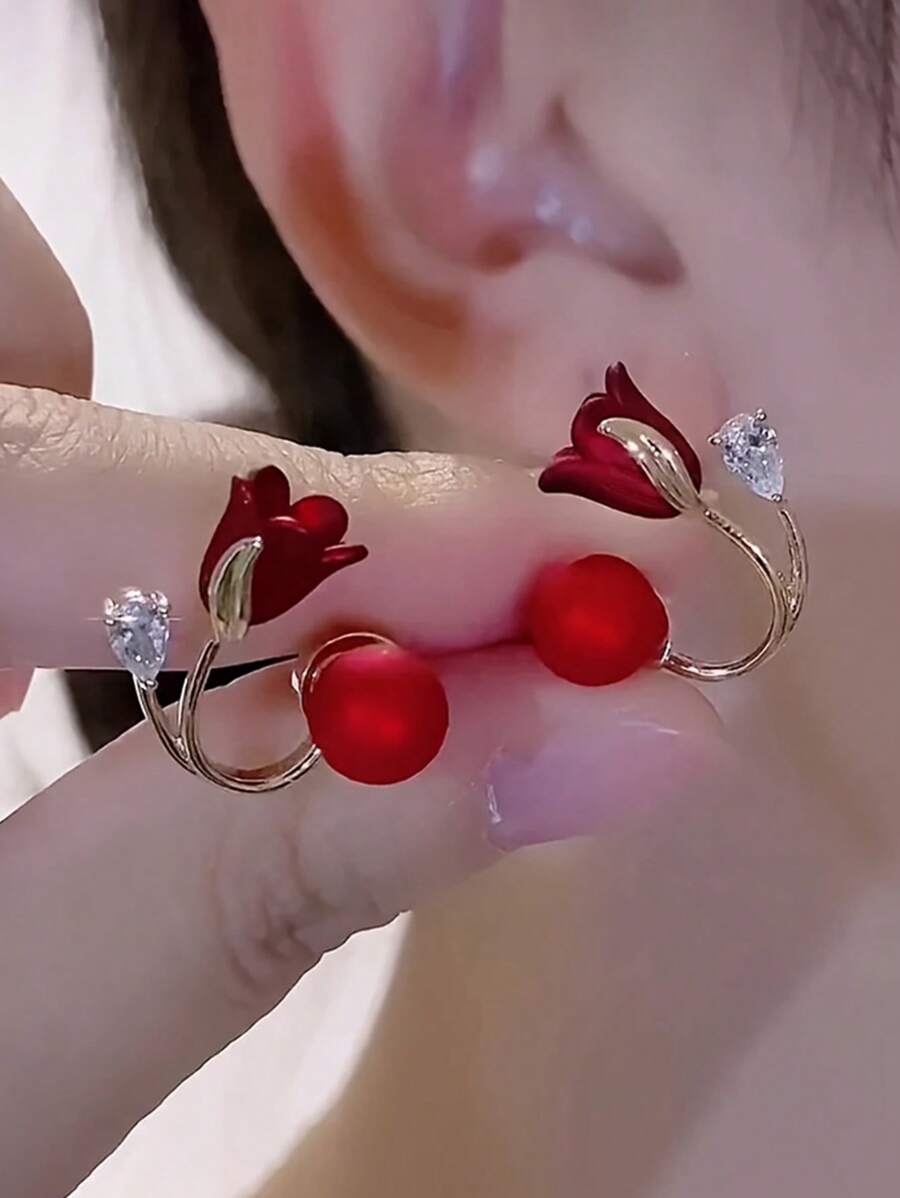 1 Thời Trang Hợp Kim Kẽm Kim Cương Giả & Hoa Trang Trí Bông Tai Áo Khoác Nữ Trang Trí Hàng Ngày