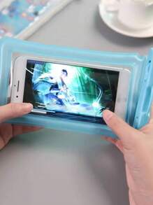 1pc Clear Phone Storage Bag, Modern PC Waterproof Phone Storage Bag For Swimming - Blue - View 7