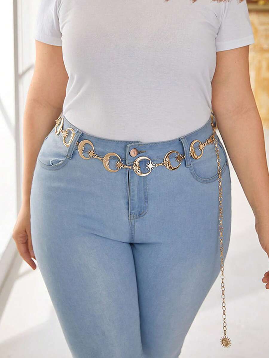 1 Phụ Nữ Cỡ Lớn Trang Trí Mặt Trăng Chuỗi Thắt Lưng Thời Trang, Để Trang Trí Trang Phục - Vàng - Xem 1